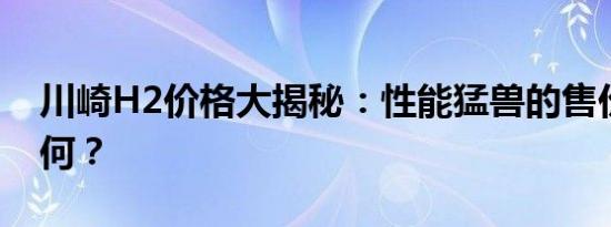 川崎H2价格大揭秘：性能猛兽的售价究竟如何？