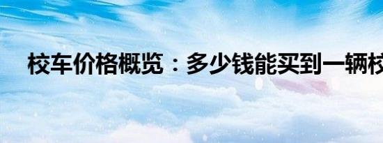 校车价格概览：多少钱能买到一辆校车？