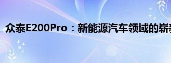 众泰E200Pro：新能源汽车领域的崭新突破