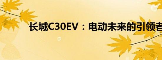 长城C30EV：电动未来的引领者