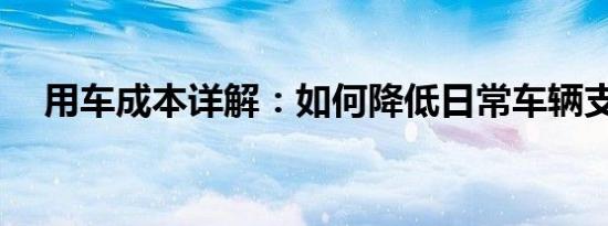 用车成本详解：如何降低日常车辆支出？