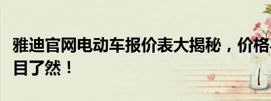 雅迪官网电动车报价表大揭秘，价格与性能一目了然！