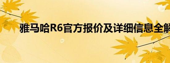 雅马哈R6官方报价及详细信息全解析