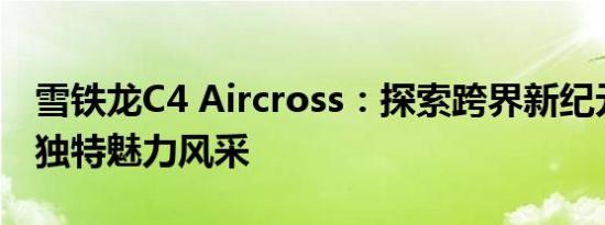 雪铁龙C4 Aircross：探索跨界新纪元，领略独特魅力风采