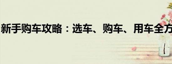 新手购车攻略：选车、购车、用车全方位指南