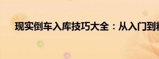 现实倒车入库技巧大全：从入门到精通