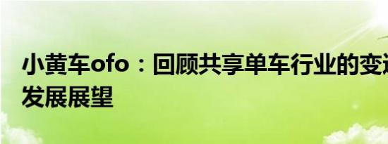 小黄车ofo：回顾共享单车行业的变迁与未来发展展望