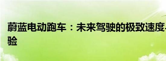 蔚蓝电动跑车：未来驾驶的极致速度与科技体验