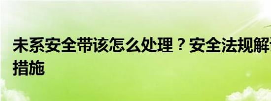 未系安全带该怎么处理？安全法规解读及应对措施