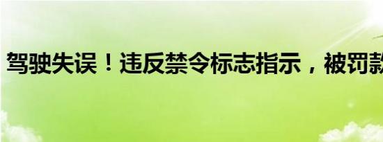 驾驶失误！违反禁令标志指示，被罚款3分起