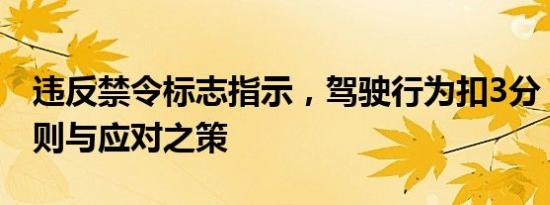 违反禁令标志指示，驾驶行为扣3分：了解细则与应对之策