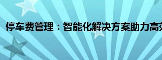 停车费管理：智能化解决方案助力高效运营