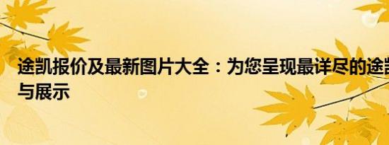 途凯报价及最新图片大全：为您呈现最详尽的途凯产品信息与展示