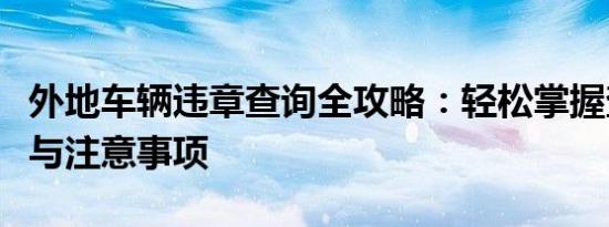 外地车辆违章查询全攻略：轻松掌握查询方法与注意事项