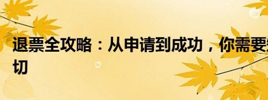 退票全攻略：从申请到成功，你需要知道的一切