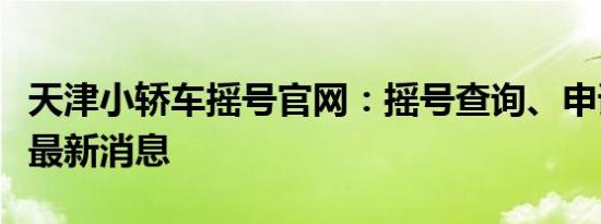 天津小轿车摇号官网：摇号查询、申请指南及最新消息