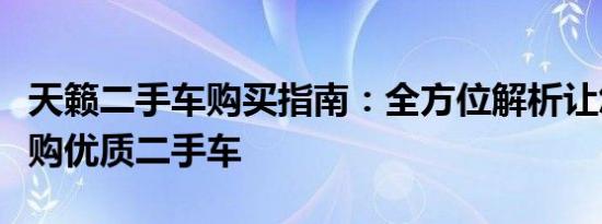 天籁二手车购买指南：全方位解析让您轻松选购优质二手车