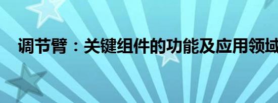 调节臂：关键组件的功能及应用领域概述