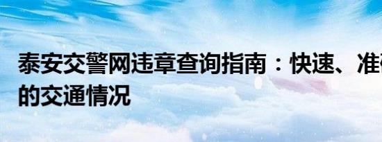 泰安交警网违章查询指南：快速、准确掌握您的交通情况