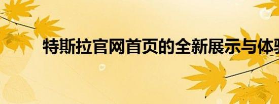 特斯拉官网首页的全新展示与体验