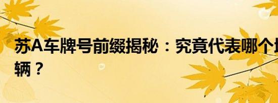 苏A车牌号前缀揭秘：究竟代表哪个地区的车辆？