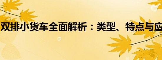 双排小货车全面解析：类型、特点与应用场景