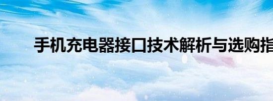 手机充电器接口技术解析与选购指南