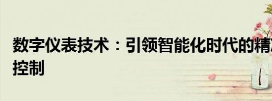 数字仪表技术：引领智能化时代的精准显示与控制