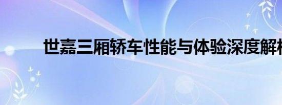 世嘉三厢轿车性能与体验深度解析