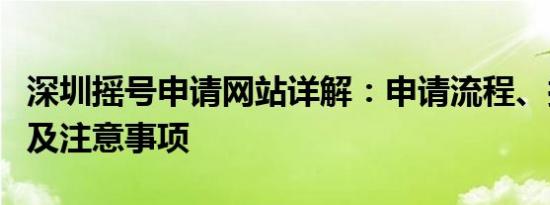 深圳摇号申请网站详解：申请流程、摇号规则及注意事项