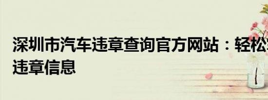 深圳市汽车违章查询官方网站：轻松掌握车辆违章信息