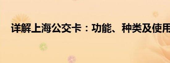 详解上海公交卡：功能、种类及使用指南