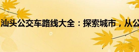 汕头公交车路线大全：探索城市，从公交开始