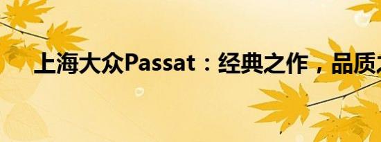 上海大众Passat：经典之作，品质之选