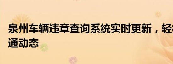 泉州车辆违章查询系统实时更新，轻松掌握交通动态